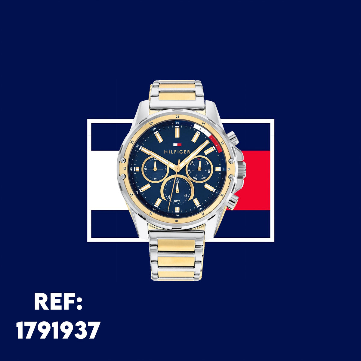 Tommy Hilfiger 1791937 – Montre  Quartz avec Bracelet Bicolore en Acier Inoxydable