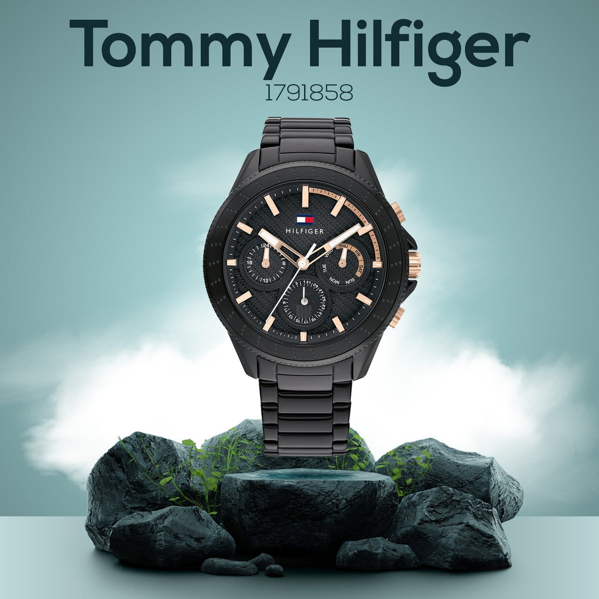 Tommy Hilfiger 1791858 – Montre Homme avec Bracelet en Acier Inoxydable Noir