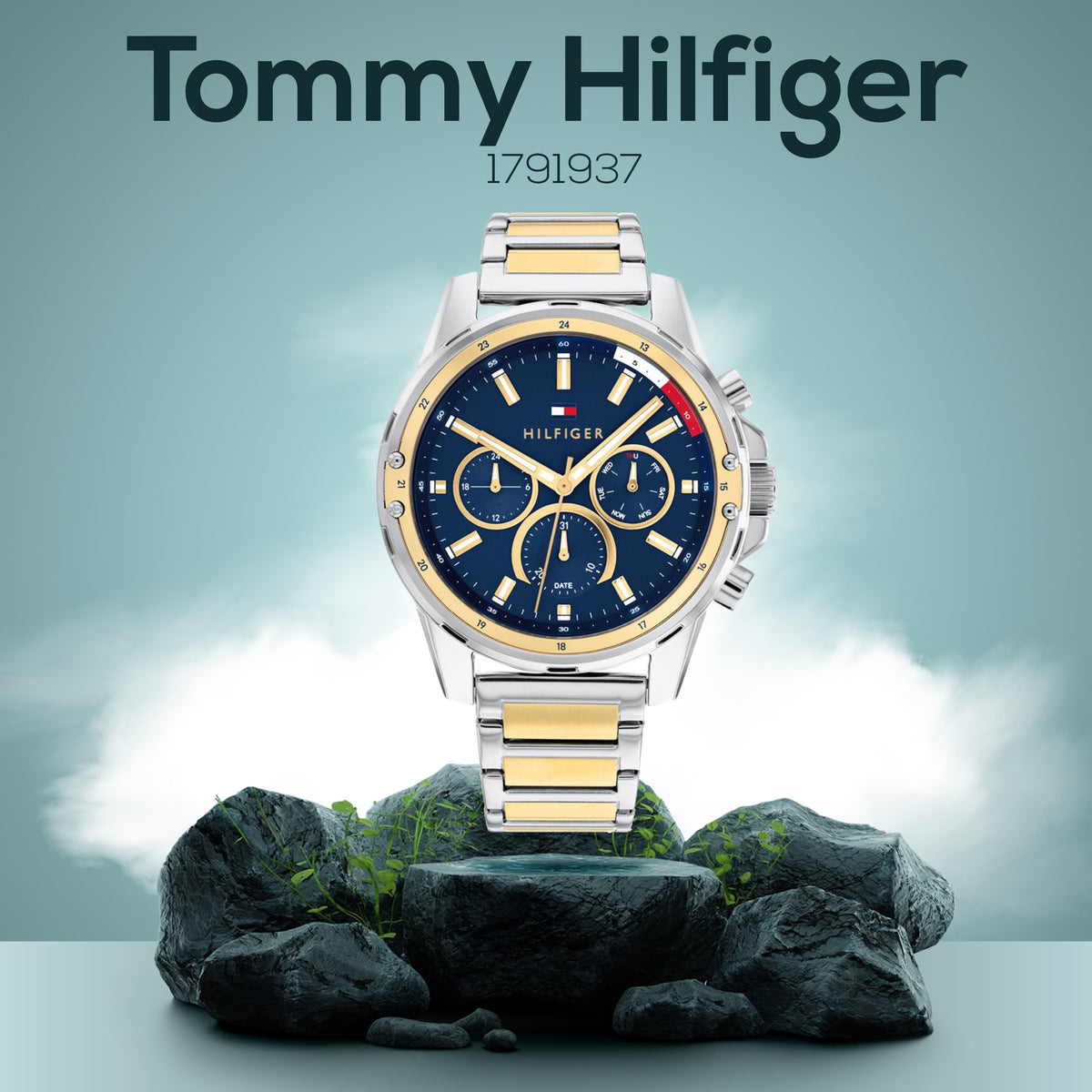 Tommy Hilfiger 1791937 – Montre  Quartz avec Bracelet Bicolore en Acier Inoxydable