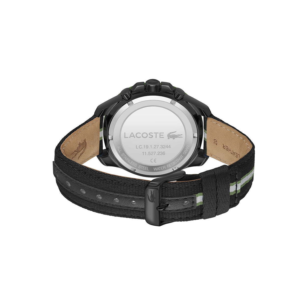 Lacoste Toronga 2011341 – Montre Homme Dual Time Quartz 44 mm avec Bracelet Cuir & Tissu