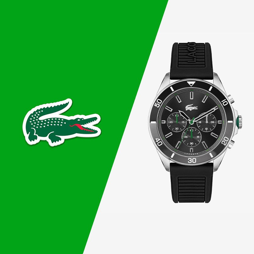Lacoste Tiebreaker 2011152 – Montre Chronographe Homme 44 mm  avec Bracelet Silicone