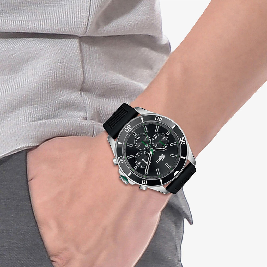 Lacoste Tiebreaker 2011152 – Montre Chronographe Homme 44 mm  avec Bracelet Silicone