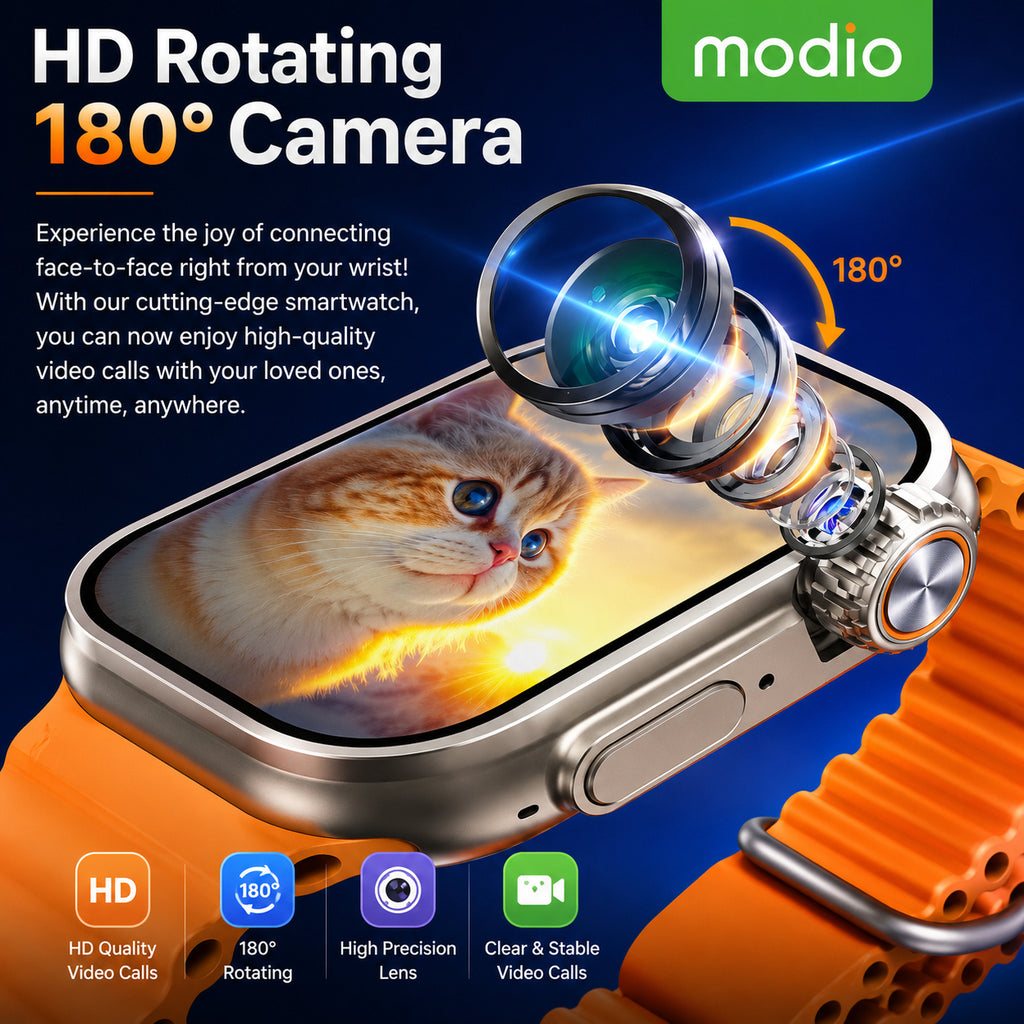 Modio ST13 4G – Smartwatch Avec Sim , Camera Télescopique Avec 3 Bracelets Inclus