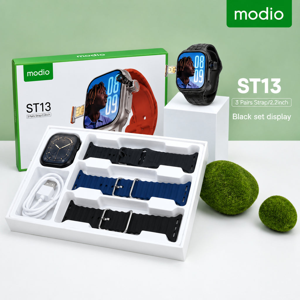 Modio ST13 4G – Smartwatch Avec Sim , Camera Télescopique Avec 3 Bracelets Inclus