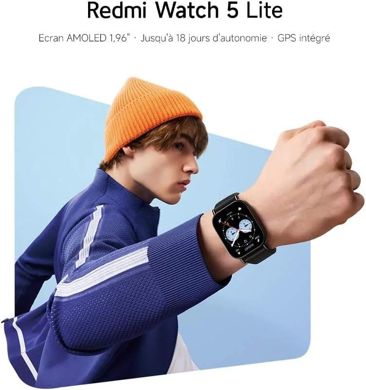 Xiaomi Redmi Watch 5 Lite – Smartwatch AMOLED 1.96" ,GPS Intégré , Appels Bluetooth , 5 ATM