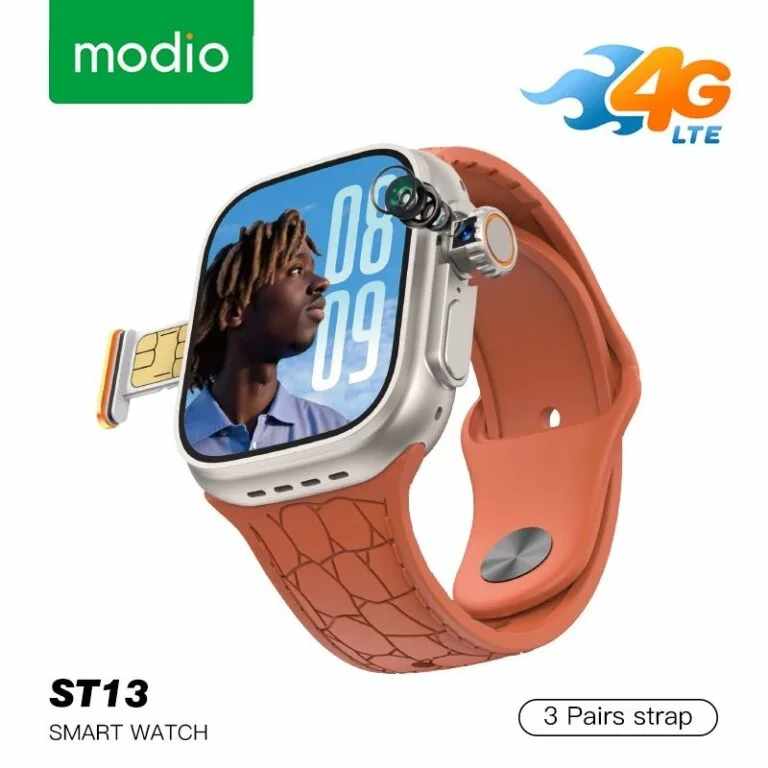 Modio ST13 4G – Smartwatch Avec Sim , Camera Télescopique Avec 3 Bracelets Inclus
