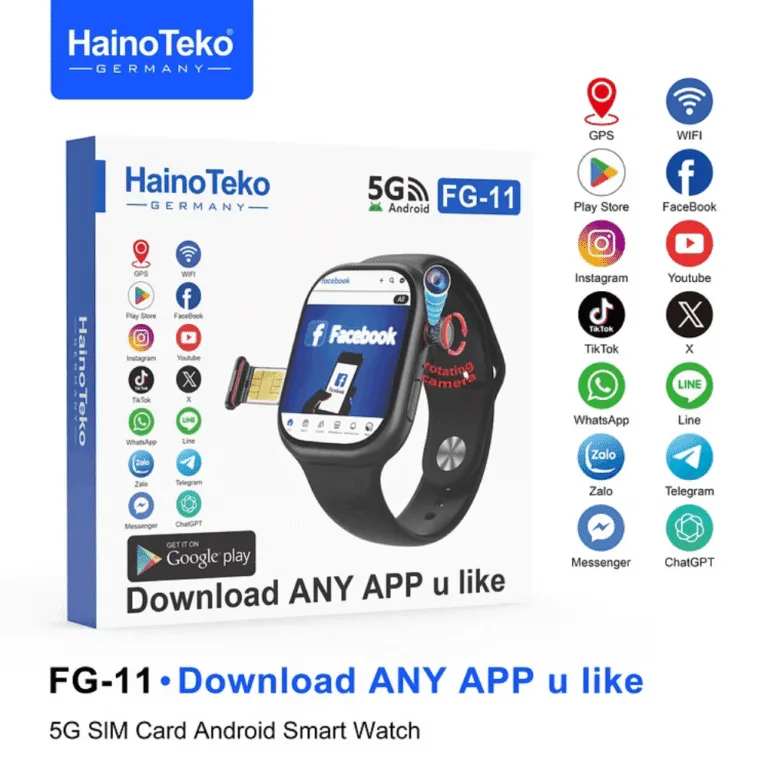 HainoTeko FG-11 – Smartwatch Android 5G ,  GPS , Caméra Rotative ,  4GB + 64GB