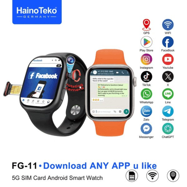 HainoTeko FG-11 – Smartwatch Android 5G ,  GPS , Caméra Rotative ,  4GB + 64GB