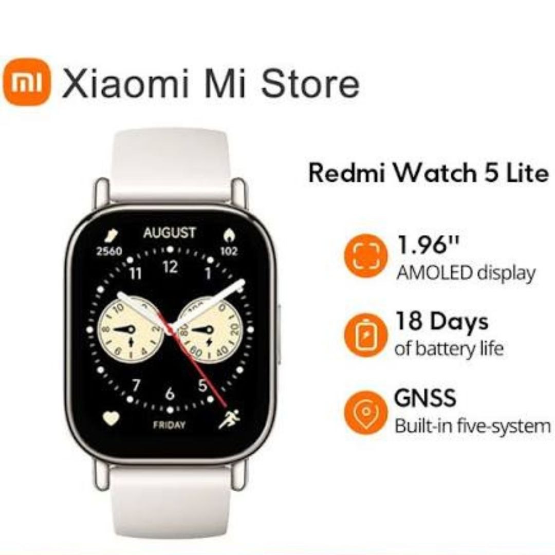 Xiaomi Redmi Watch 5 Lite – Smartwatch AMOLED 1.96" ,GPS Intégré , Appels Bluetooth , 5 ATM