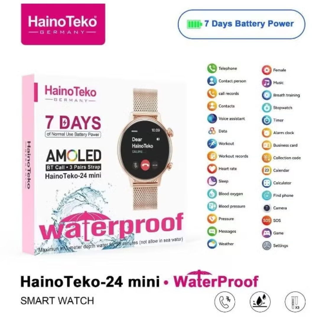 HainoTeko-24 Mini – Smartwatch AMOLED Élégante pour Femme avec Appels Bluetooth