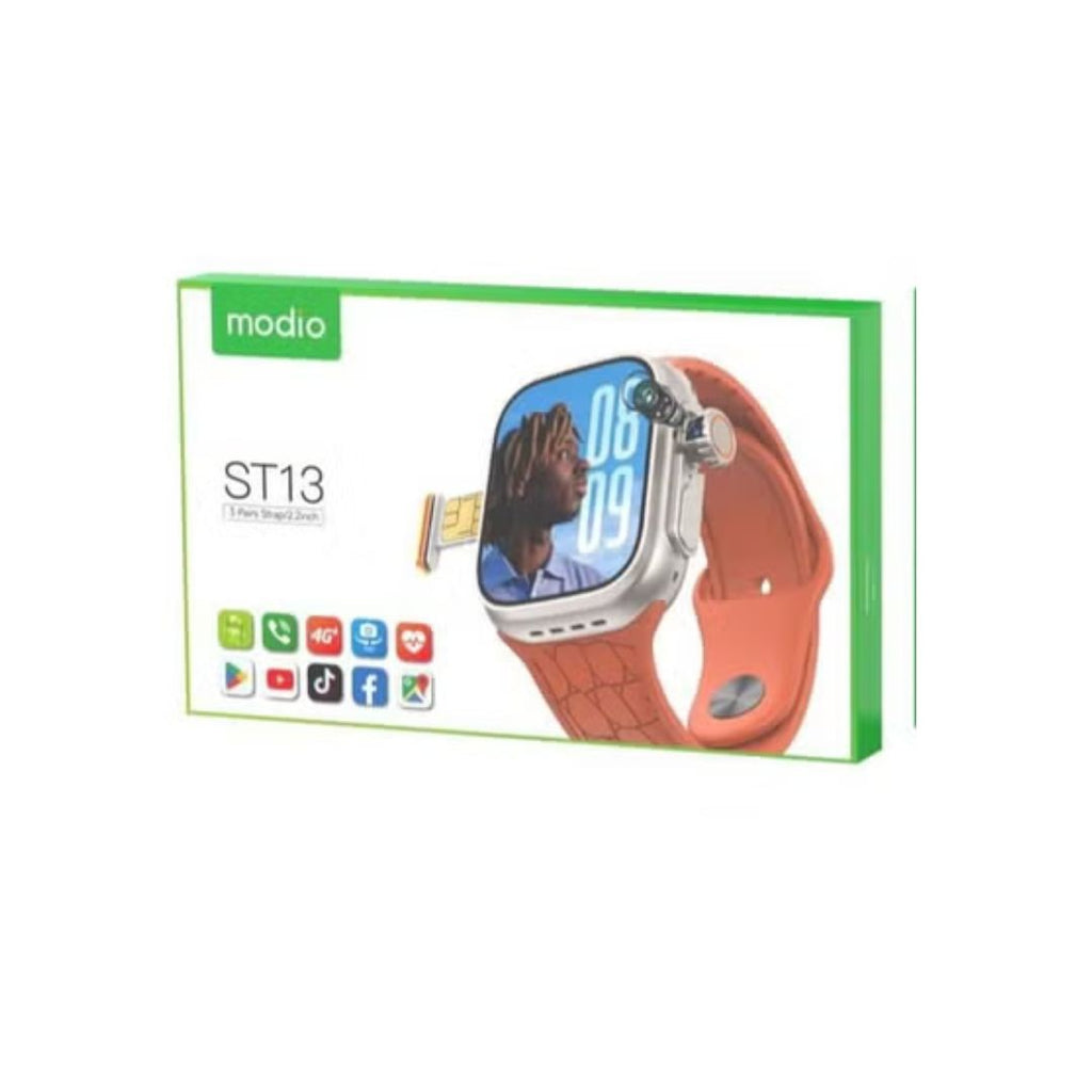 Modio ST13 4G – Smartwatch Avec Sim , Camera Télescopique Avec 3 Bracelets Inclus