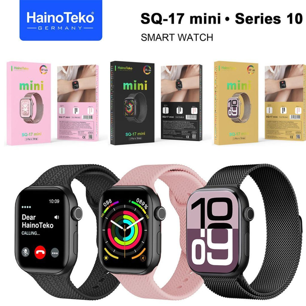 HainoTeko SQ-17 Mini – Smartwatch AMOLED avec Appels Bluetooth et 3 Bracelets Inclus