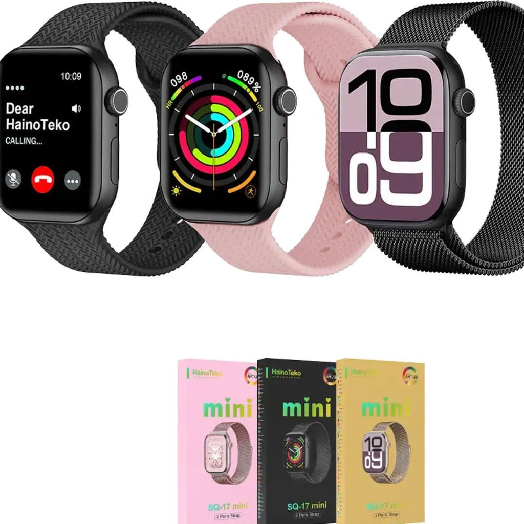 HainoTeko SQ-17 Mini – Smartwatch AMOLED avec Appels Bluetooth et 3 Bracelets Inclus