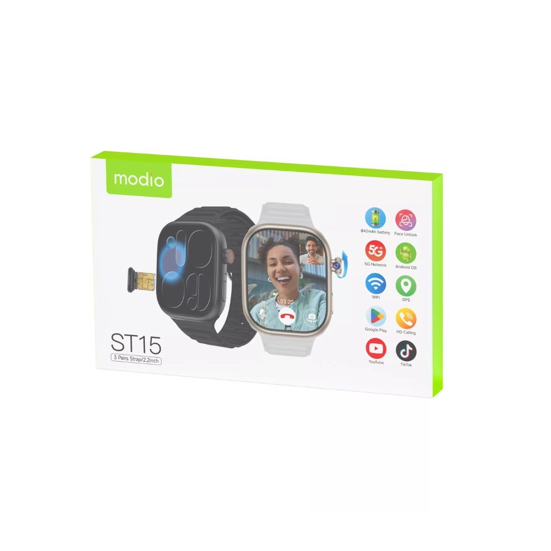 Modio ST15 5G – Smartwatch Android Avec SIM , GPS , Caméra Rotative 8MP, 6Go/64Go |
