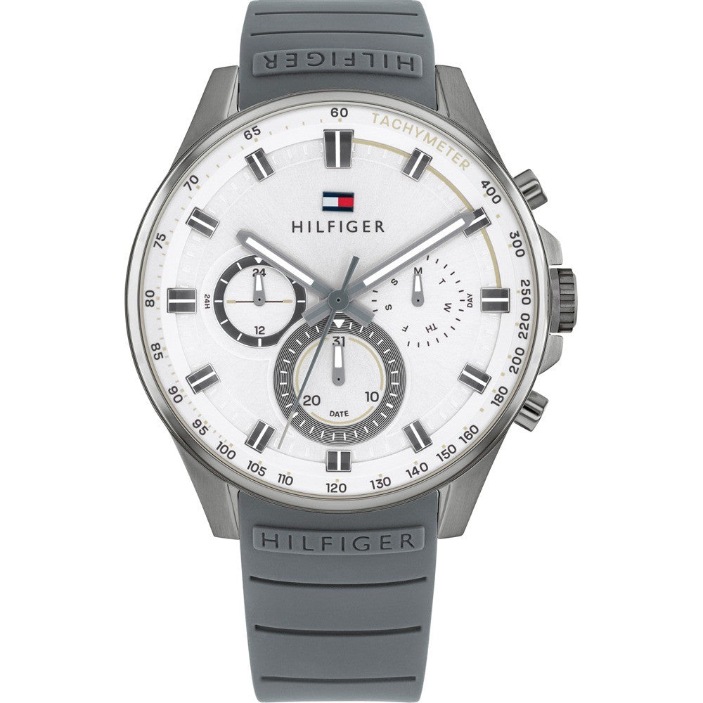 Tommy Hilfiger 1791937 – Montre Quartz avec Bracelet Silicone -Silver