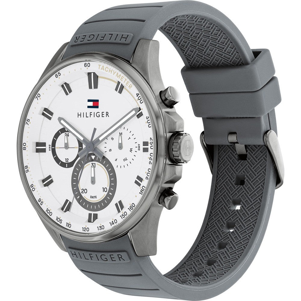 Tommy Hilfiger 1791937 – Montre Quartz avec Bracelet Silicone -Silver