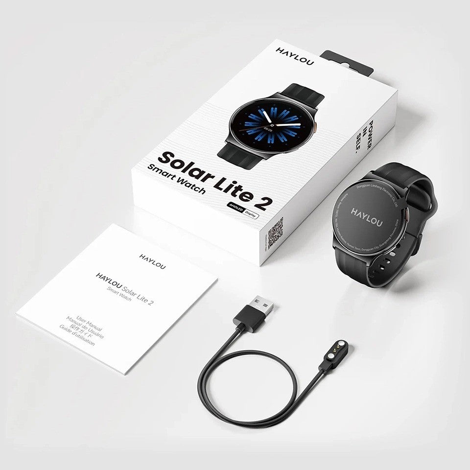 HAYLOU Solar Lite 2 – Smartwatch AMOLED 1,43", Jusqu'à 30 Jours d'Autonomie