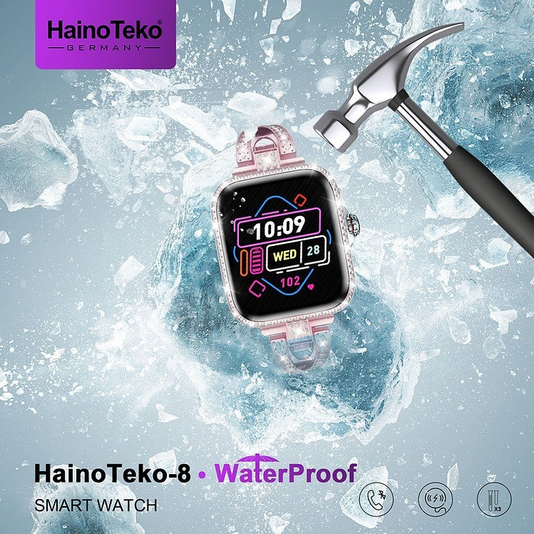 HainoTeko-8 – Montre Connectée Femme AMOLED, IP68 et 3 Bracelets Interchangeables