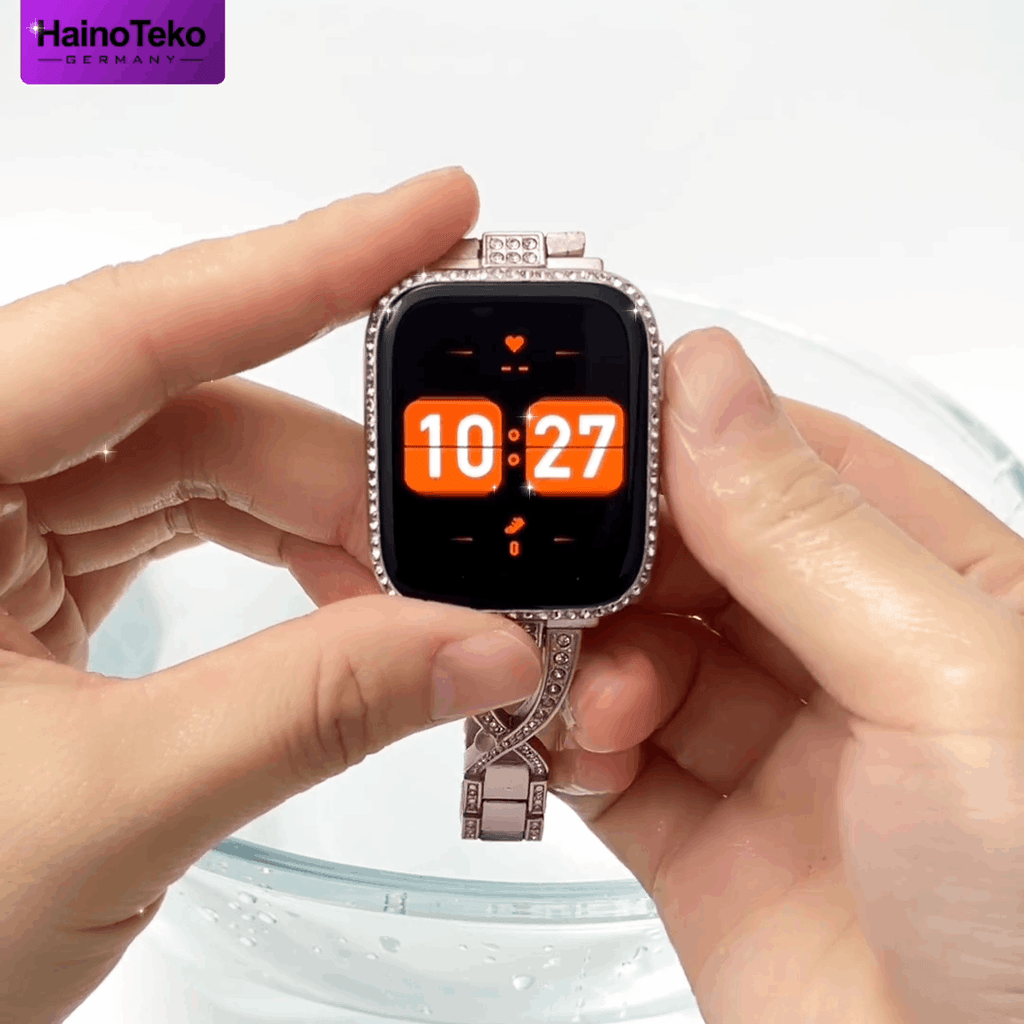 HainoTeko-8 – Montre Connectée Femme AMOLED, IP68 et 3 Bracelets Interchangeables